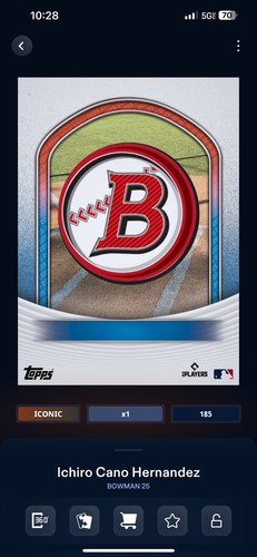 2025 Topps Bunt Digital 1st Bowman ICHIRO CANO HERNANDEZ púrpura automático/250 icónico - Imagen 2 de 3