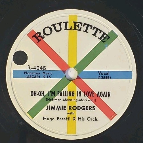 HEAR Roulette R-4045 Oh I'm Falling In Love Again - Jimmie Rodgers 78rpm Record