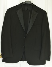 Classic Mens Tuxedo Tux Black 43 reg 37waist 85 wool Pronto Uomo excellent cond