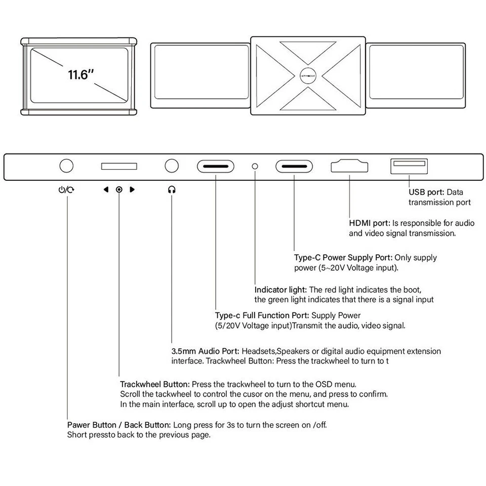 11.6 inch Portable Dual Triple Monitor Screen Extender For 13-17.3 inch Laptop - Bild 4 von 4