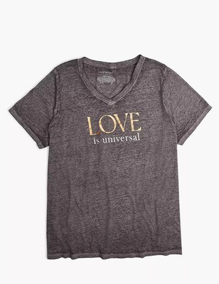 Lane Bryant Size 18/20 V-Neck Graphic Cotton Tee Love Is Universal Grey NWT