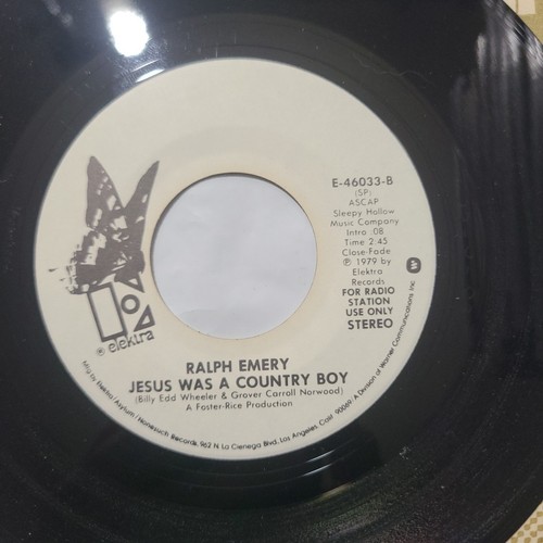 Ralph Emery ~ Jesus Was A Country Boy/ Kiss And Say Goodbye ~ Elektra 45 Record - Picture 2 of 4