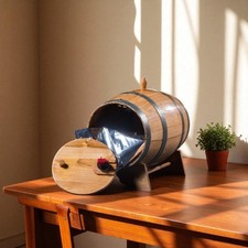Baril Porte-Bag-in-Box en Bois 10 Litres – Élégance Rustique pour Vins et Boisso