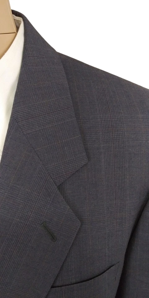 Vintage 90s Mappelli De Milano Gray Glen Plaid Red Check Wool Suit 43L 36X33 - Image 3 of 4