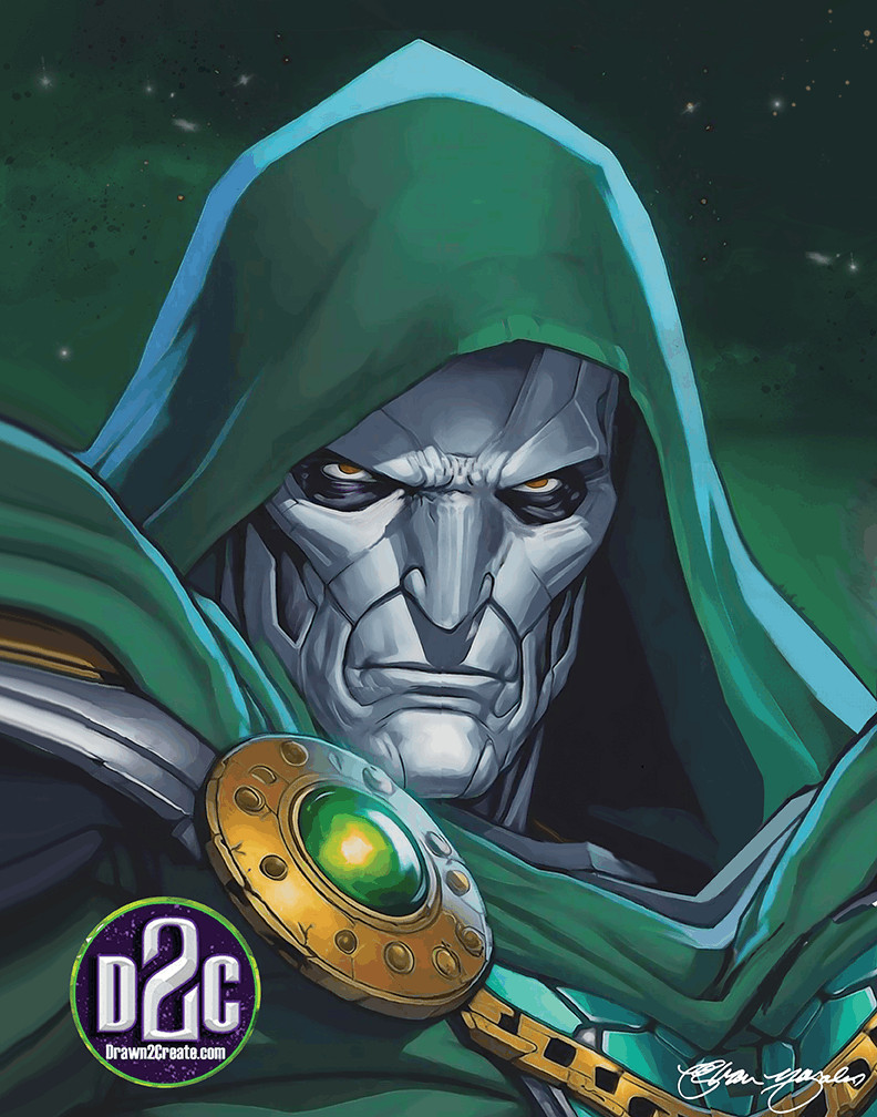 Pintura acrílica única en su clase de arte cómic/Dr. Doom