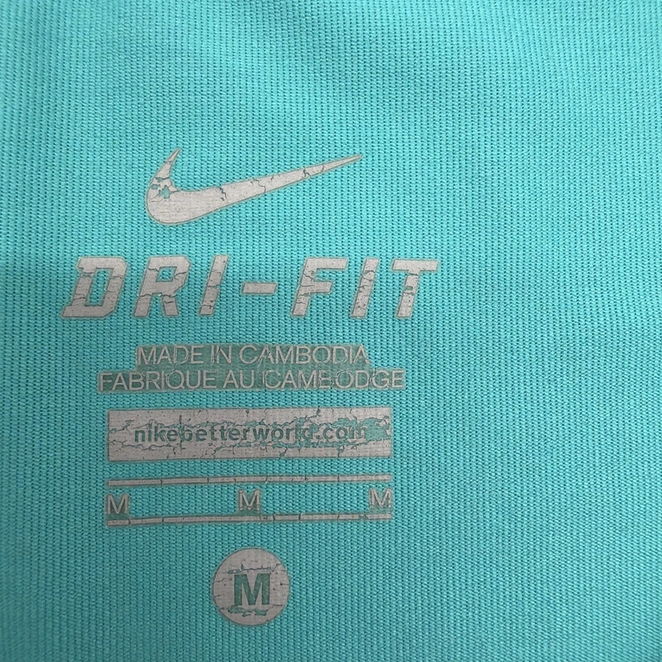 Nike Dri Fit T-Shirt Women M Green Logo V-Neck .#37635 - Image 3 of 4