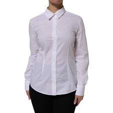 DOLCE & GABBANA Top White Cotton Collared Dress Formal Shirt IT42/US8/M 600usd