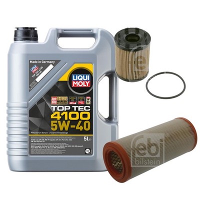 FEBI Inspektionspaket 5L LIQUI MOLY Top Tec 4100 5W-40 für Fiat Idea 350_ 1.9