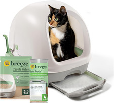 Purina Breeze Covered Cat Litter Box System Kit with Pellet Cat Litter, Hooded