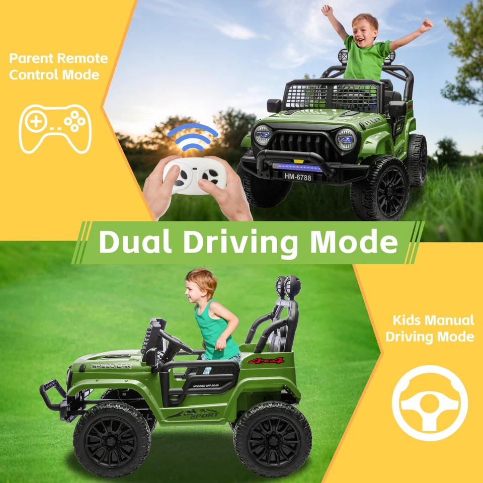 Зеленые игрушки для езды 24 В для больших детей 2-местные автомобили с пультом дистанционного управления MP3 - Изображение 2 из 4