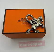 HERMES Pegasus Motif Cadena Lock Bag Charm Silver Authentic W/B F/S JP Near Mint