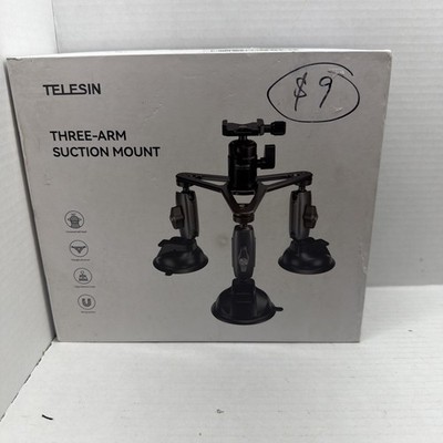 TELESIN Triple Suction Cup Car Mount Heavy Duty Tripod with 360 Ball Head