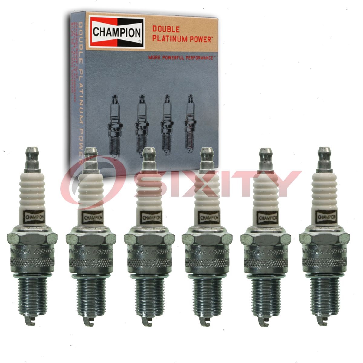 6 pc Champion Double Platinum Spark Plugs for 1971-1972 Fargo B300 Van 3.2L zj