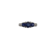 14 Karat White Gold Sapphire and Diamond Ring Size 8  #21205