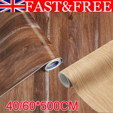 500cm Self-Adhesive Wood Look Furniture Film For Furniture Kitchen Table Desk UK