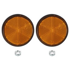 2 Pcs Round Rear Reflectors, Reflective Warning Reflector with M6 Screw Yellow