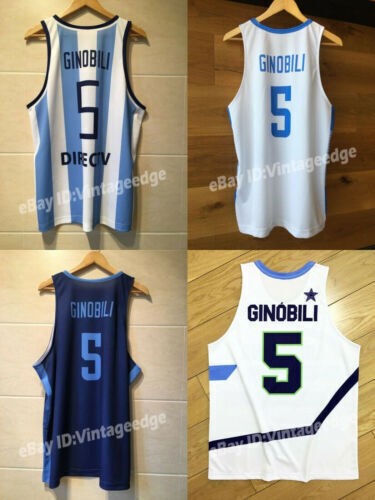 Camisetas de Baloncesto Ginóbili #5 Equipo Argentina Nombres Personalizados Número
