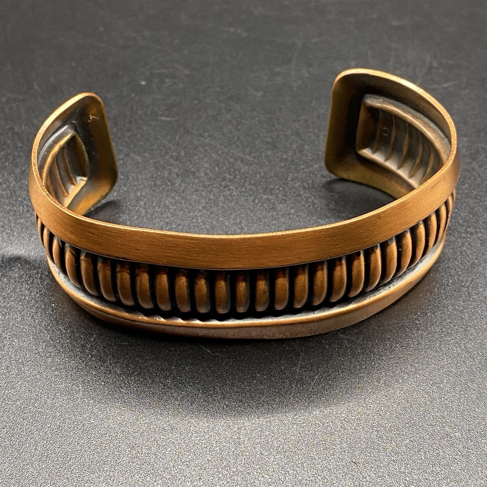 Solid Copper Cuff Bracelet Textured Pressed Metal - image 1