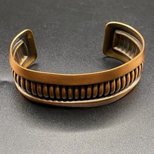Solid Copper Cuff Bracelet Textured Pressed Metal