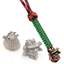 EDC Paracord Knife Lanyard with Bronze SAMURAI HELMET Paracord Bead Keychain