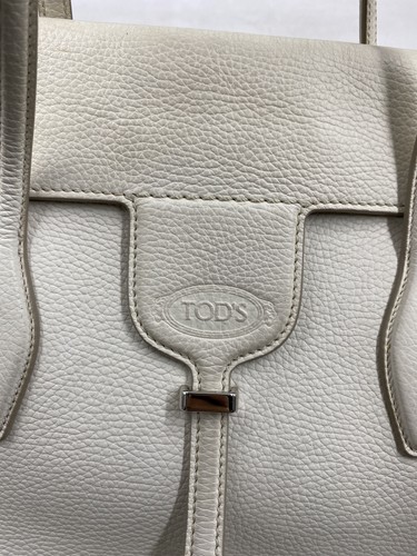 Grand sac fourre-tout bandoulière Tod's beige crème en cuir grainé certificat d'authenticité - Photo 5/13