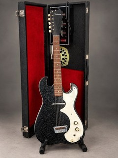 Vintage 1960s Silvertone 1448 Amp in Case Electric Guitar Black Sparkle
