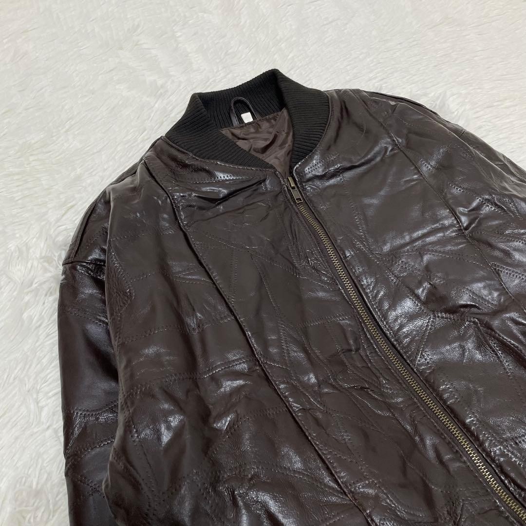 Rare patchwork lamb leather jacket L equivalent M… - image 4