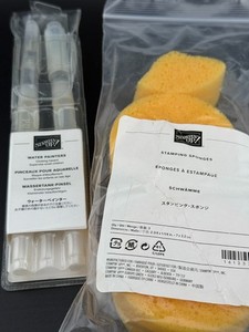 Stampin' Up! Water Painters & Sponges for Stamping Paper Crafts Paint Brush Lot