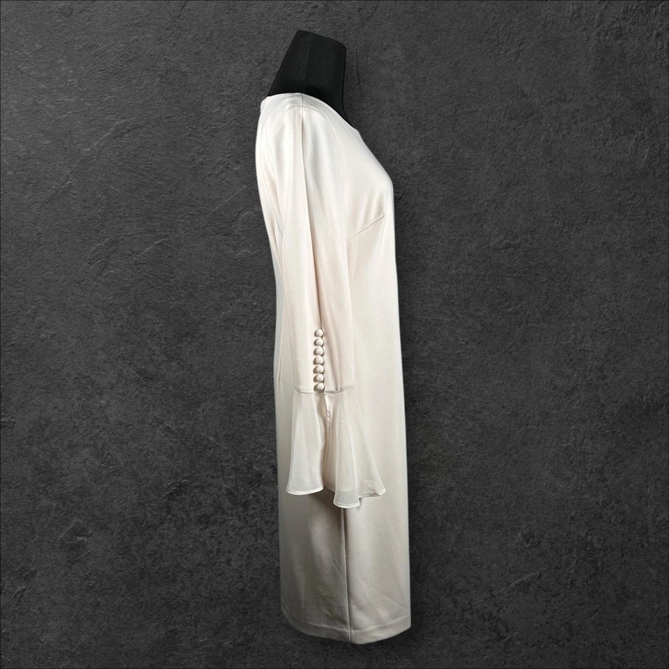 Calvin Klein NWT Dress Bell Sleeve Back Zip Up Blush Pink Sz 10 Wedding Cocktail - Image 3 of 4