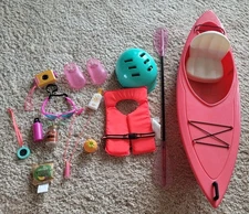 Doll Kayak & Accessories Works W/ American Girl & Other 18" Dolls OG Complete EX