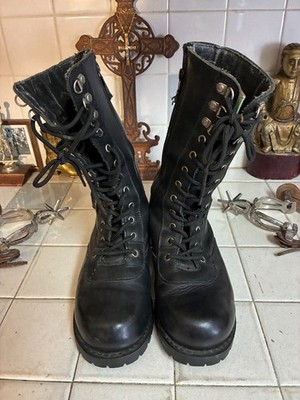 XELEMENT Vintage Black Leather Engineer Motorcycle Boots 8.5 D