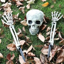 Halloween Skeleton Hands 3PCs 18" Posable Life Size Skeleton Arms with Stakes