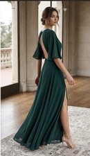 Reformation Deep Green Open-Back Maxi Dress size 2