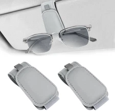 2 Pack Sunglass Holder Clip for Car Visor, Upgrade Magnetic Leather Visor Sun...