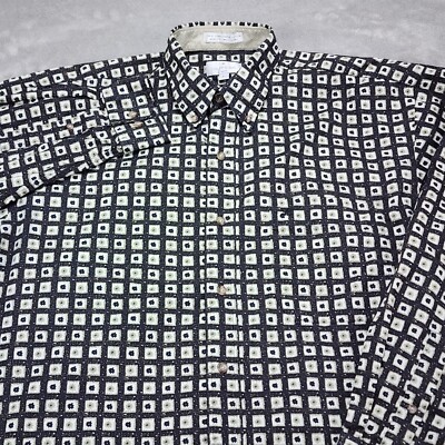 Courreges Paris Shirt Mens Large Blue Check Twill Long Staple Cotton Long Sleeve
