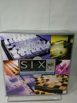 Fundex Boardgame Six in One - Wooden Game Chest VG *** NEW ****