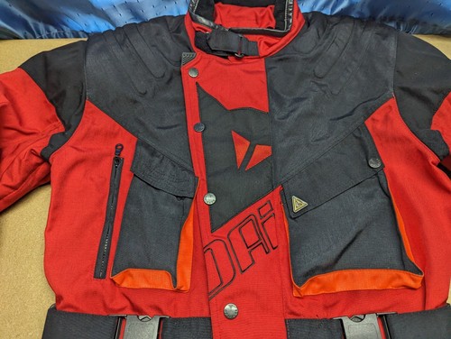 DAINESE Motorcycle Gore-Tex Jacket Mens Size 50 Cordura Black Red Protectors - Picture 12 of 19