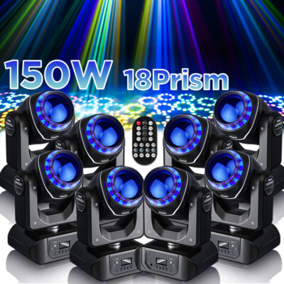 150W 18Prism RGBW Moving Head Stage Light Gobo LED DMX Beam Spot Disco DJ Light