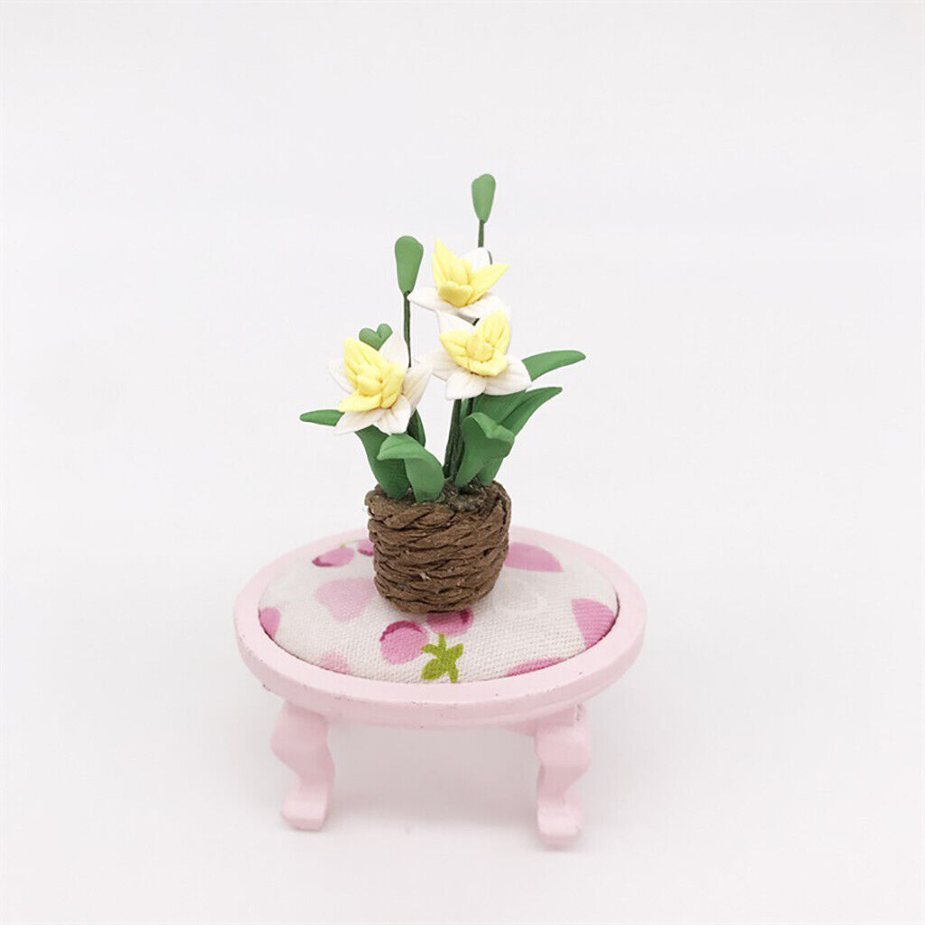 Fake Mini Dollhouse Miniature Green Plant Flower in  Pot Fairy Garden Accessory