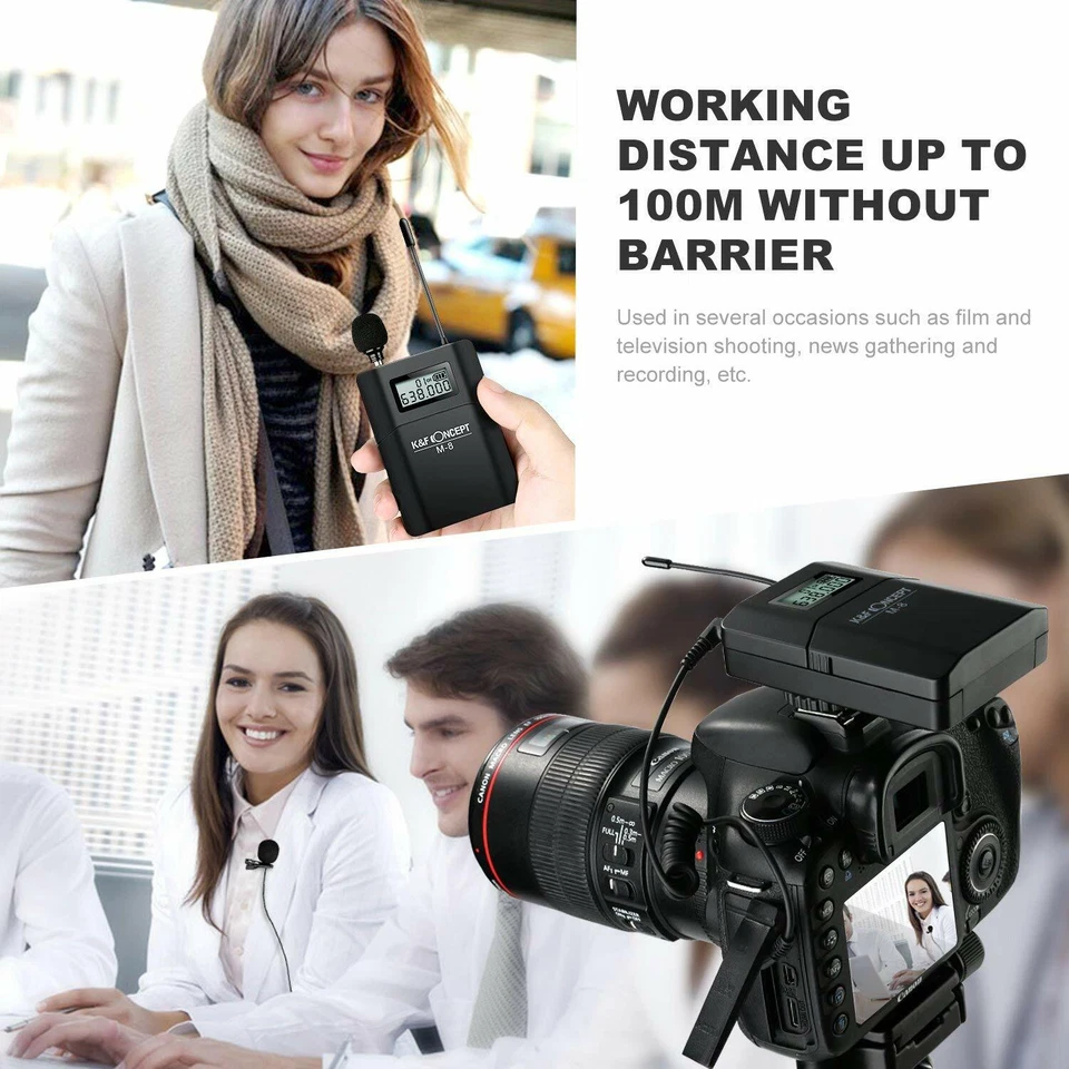 K&F Concept UHF Unidirectional Wireless Lavalier Microphone for Nikon Canon 70m - Image 2 of 4