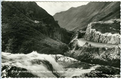1960er Postkarte Pass von Glencoe River Coe Wasserfall & Schlucht unbesendet