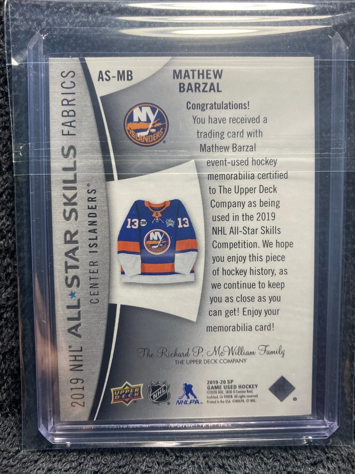 2019-20 SP Game Used - All Star Skills Fabrics - #AS-MB Mathew Barzal - Image 2 of 2
