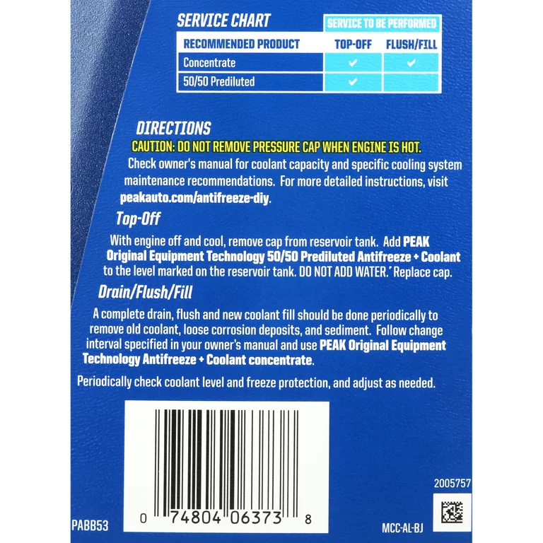 PEAK Original Equipment Technology Antifreeze + Coolant for Asian