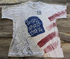 Vintage Men's American All Over Print Flag Shirt - Size XL - Made In USA