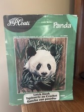 PANDA latch hook kit - 40"x27  - OPEN BOX - Printed Canvas - J P Coats