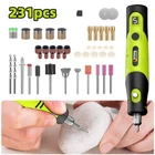 231pcs Electric Mini Drill Pen Cordless DIY Grinder Engraving Rotary Compact Set