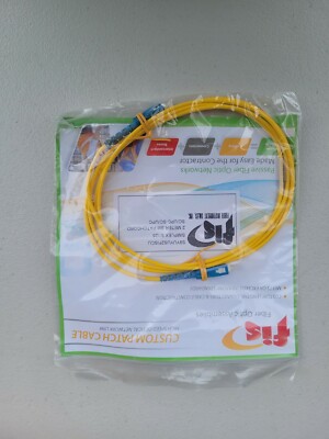 Set of 2 FIS Optic Fiber Jumpers SC/UPC-SC/UPC SM 9/125 3.0MM Simplex 2 Ft