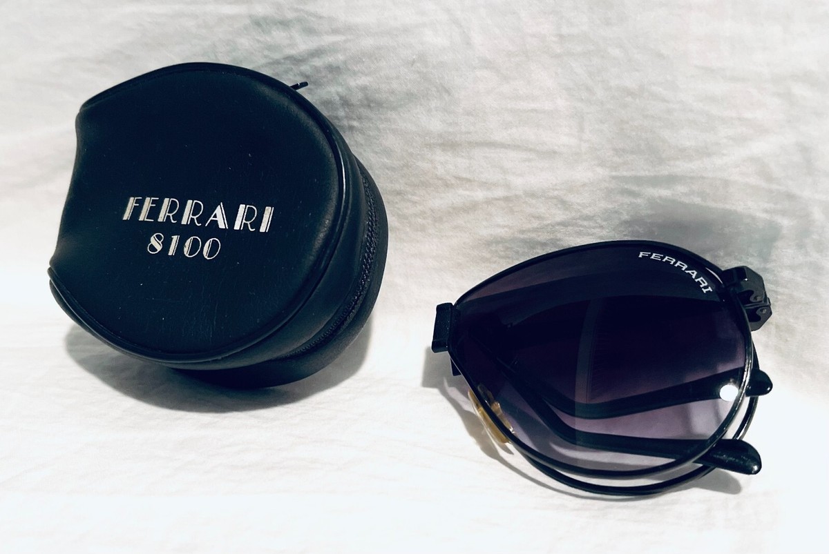 Ferrari 8100 Black Folding Aviator Style Sunglasses Vintage 80's