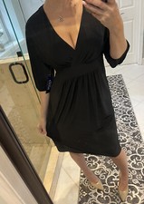 Chaps Ralph Lauren Women's Dress Black Sleeveless Ruffle V-Neck Empire Nwt  M