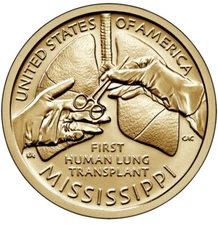 2023-D American Innovation Dollar. Mississippi. Lung Transplant. UNC BU